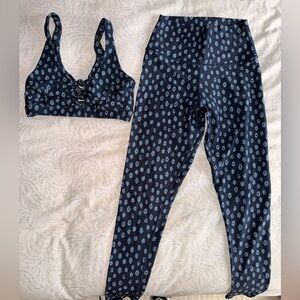 SoulCycle Black and Blue Sports Bra Set